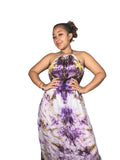 Purple Yellow Maxi Backless Dera