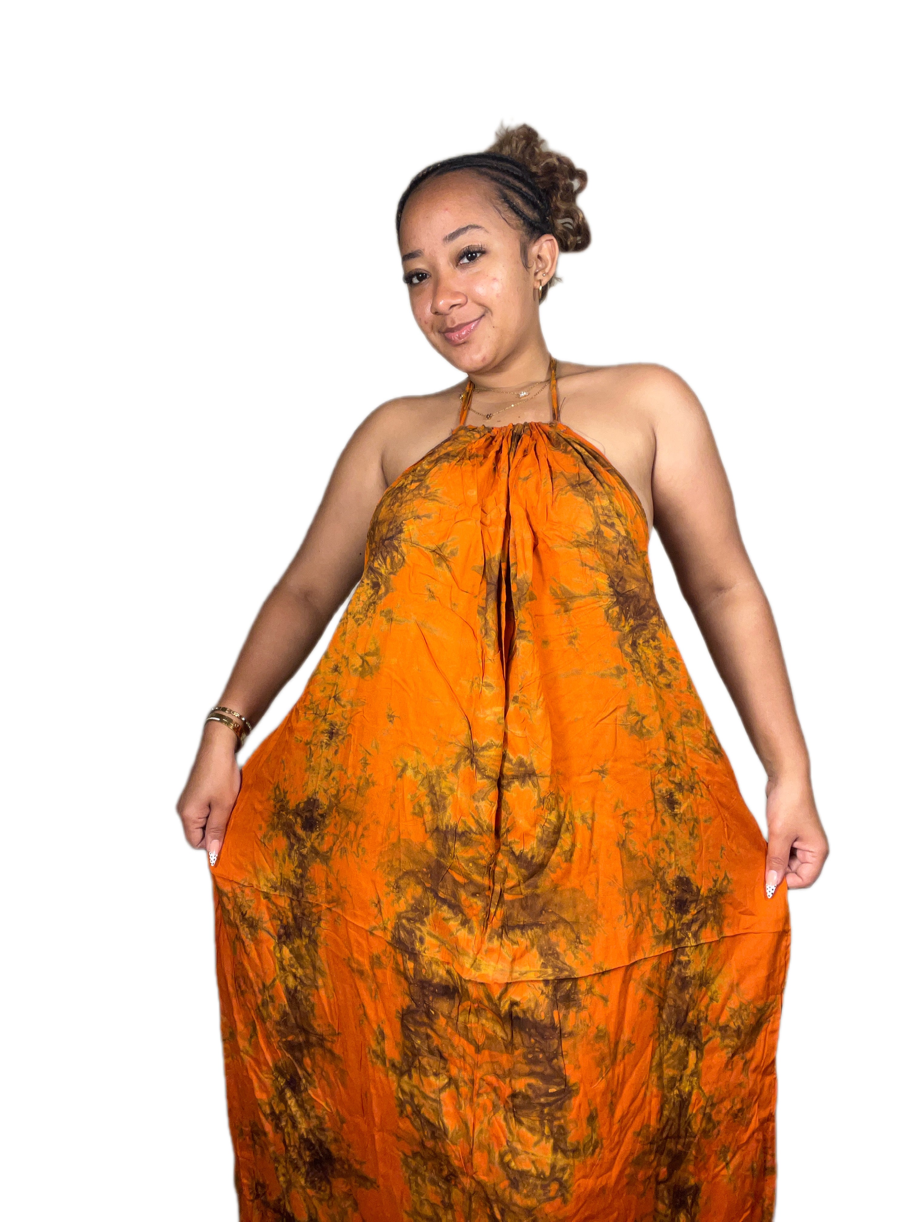 orange yellow ochre maxi backless