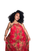 Red maxi backless dera