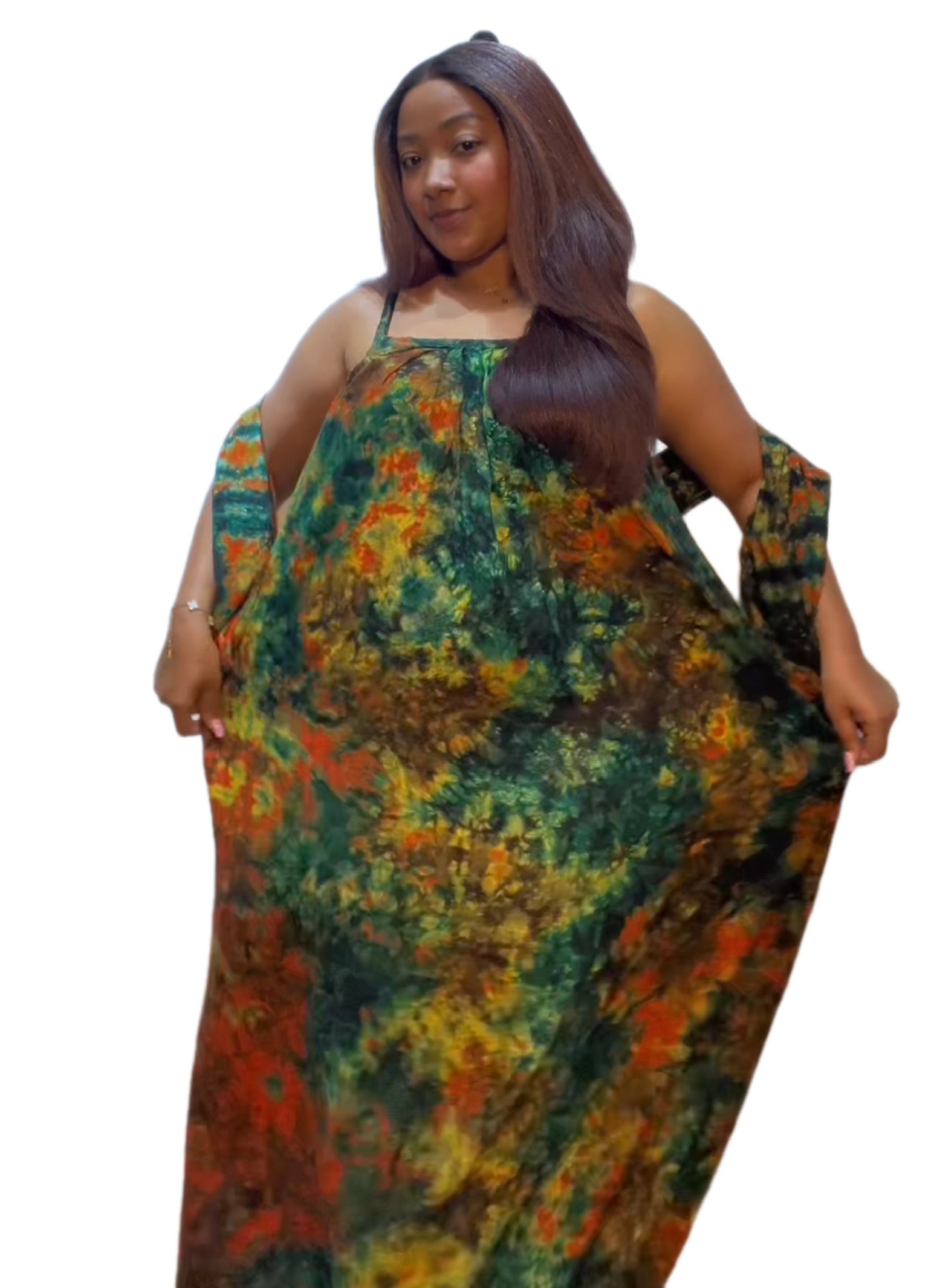 Sleeveless dera with scarf