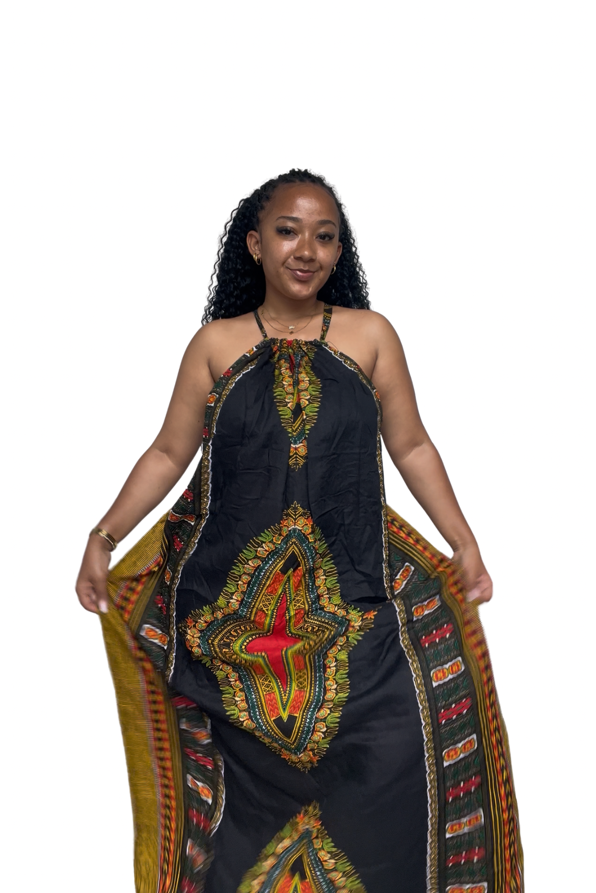 Black Dashiki Maxi backless dera