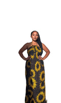 Yellow Black maxi backless dera