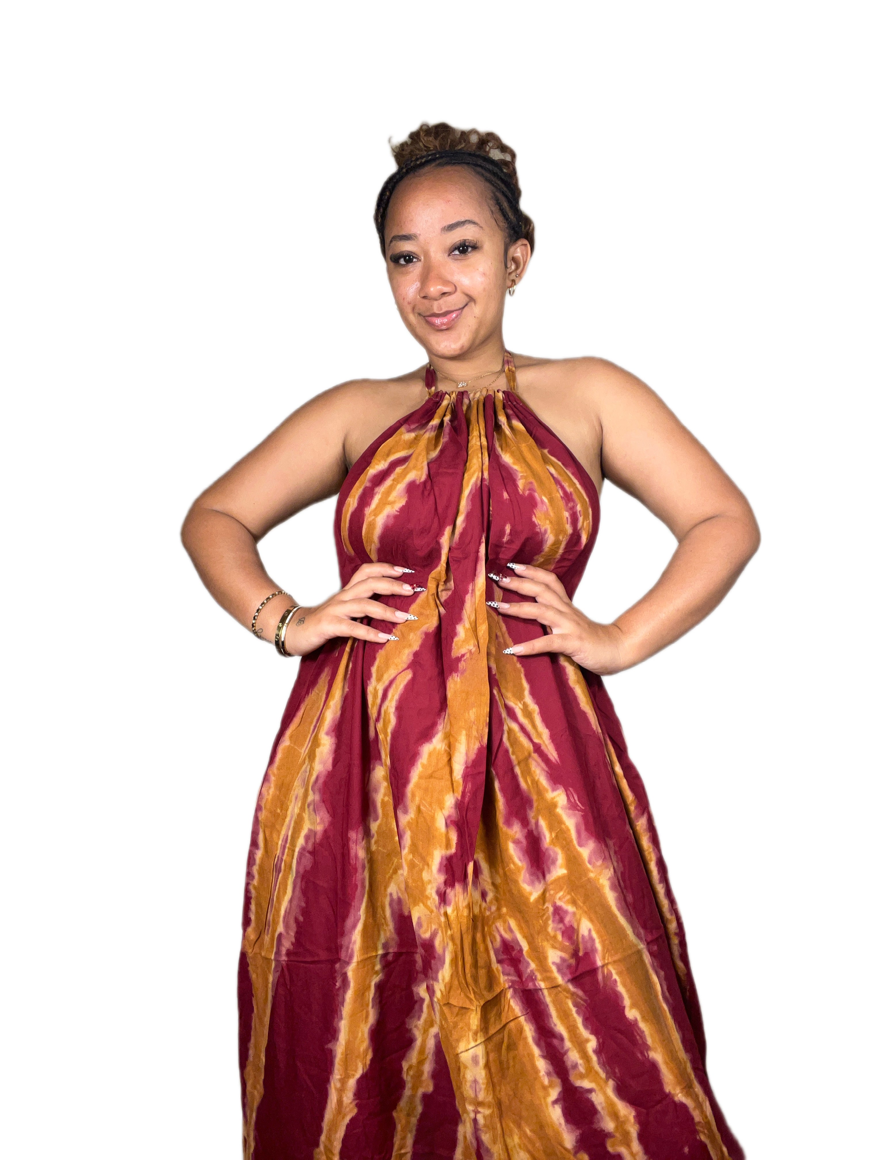 Burgundy cream streaked backless dera