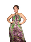 Green violet maxi backless dera