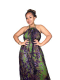 Green purple maxi backless dera
