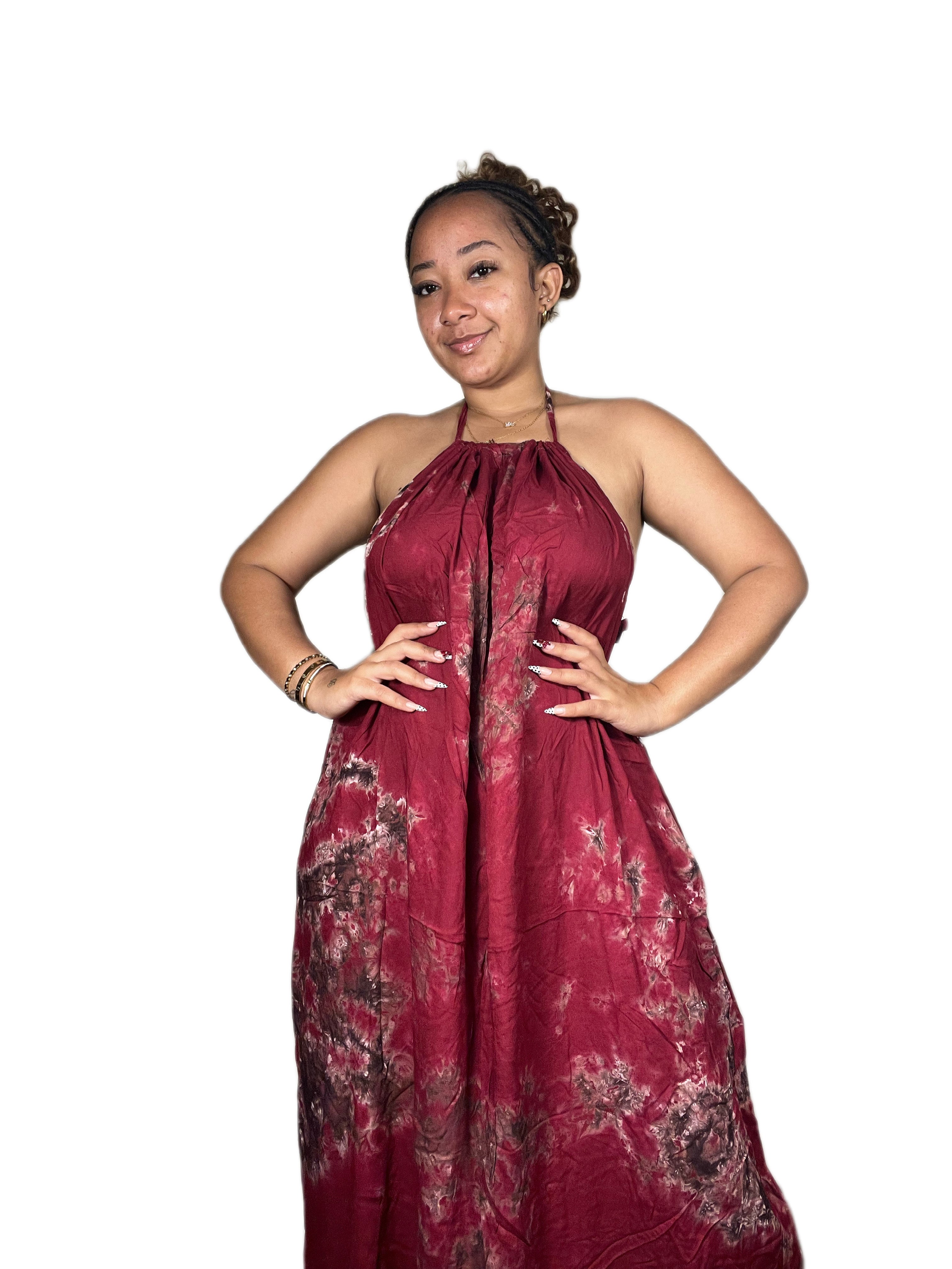 Burgundy maxi backless dera
