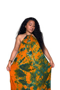 Mustard yellow green maxi backless dera